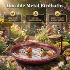Bird Bath Bowl, Metal Rolled Edge Cutout Bird Bath for Outdoor - Image 6