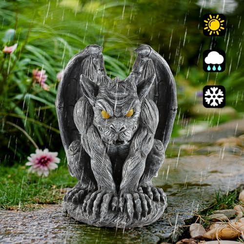 Large Winged Gargoyle Statue with Solar Lights Outdoor Gargoyle Statue Garden Guardian Sculpture Figurine Gothic Decor Gargoyle Monster Dragon Creep Scary Sculpture Patio Yard Lawn - Image 6