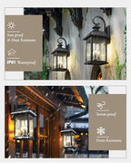 FEMILA 26" Outdoor Wall Light, Large Exterior Wall Lantern with Water Ripple Glass, 3-Light Outdoor Wall Light Fixtures for Entryway, Patio, Garage, Doorway, E12 Base, 4FD54B-L BK - Image 5