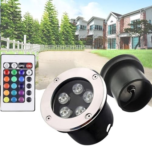 Outdoor Recessed Spotlight - Submersible RGB Light, Color Changing Pond Spotlight, with Remote Control, IP68 Waterproof LED Pool Landscape Lighting(36W,12V) by Unknown