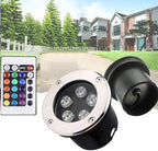 Outdoor Recessed Spotlight - Submersible RGB Light, Color Changing Pond Spotlight, with Remote Control, IP68 Waterproof LED Pool Landscape Lighting(9W,24V) by Unknown