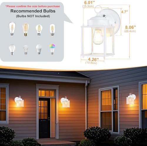 GRUENLICH Outdoor Wall Light Fixture, Clear Glass, White, 2 Pack - Image 3