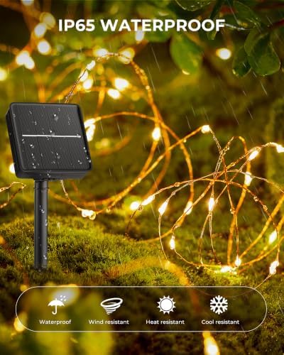 Solar String Lights, 6 Packs Total 198Ft 600 LED Fairy Lights Warm White - Image 4