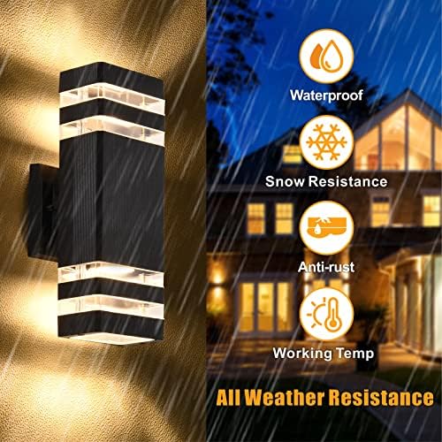 DASTOR Modern Outdoor Wall Light, Black Outdoor Light Fixture Wall Mount, Body in Aluminum Exterior Lights for House, Up and Down Lights Outdoor Sconces Wall Lighting for Porch Patio Garage - Image 3