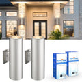 TENGXIN Outdoor Wall Light,2 Pack Modern Outdoor Wall Sconce with Stainless Steel Cylinder,Brushed Nickel Finsh Wall Mount Light by TENGXIN