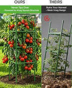 3 Pack Tomato Cages,Square Tomato Plant Stakes Support Cages Trellis for Garden Climbing Vegetables Flowers Fruits,Extra Bold - Image 2