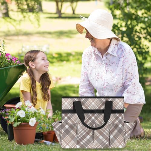 St Patricks Plaid Garden Tool Bag Tote for Men Women Multiple Pockets Wide Mouth Heavy Duty Waterproof Tool Organizer Bag for Outdoor Lawn Yard Portable Gardening Storage With Elasticbands - Image 5