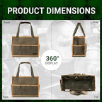 Heavy Duty 16OZ Waxed Canvas Tool Bag,15-Pockets Portable Tote Bag,Muti-Purpose Garden Tool Storage Bag with Padded Handle | ArmyGreen - Image 3