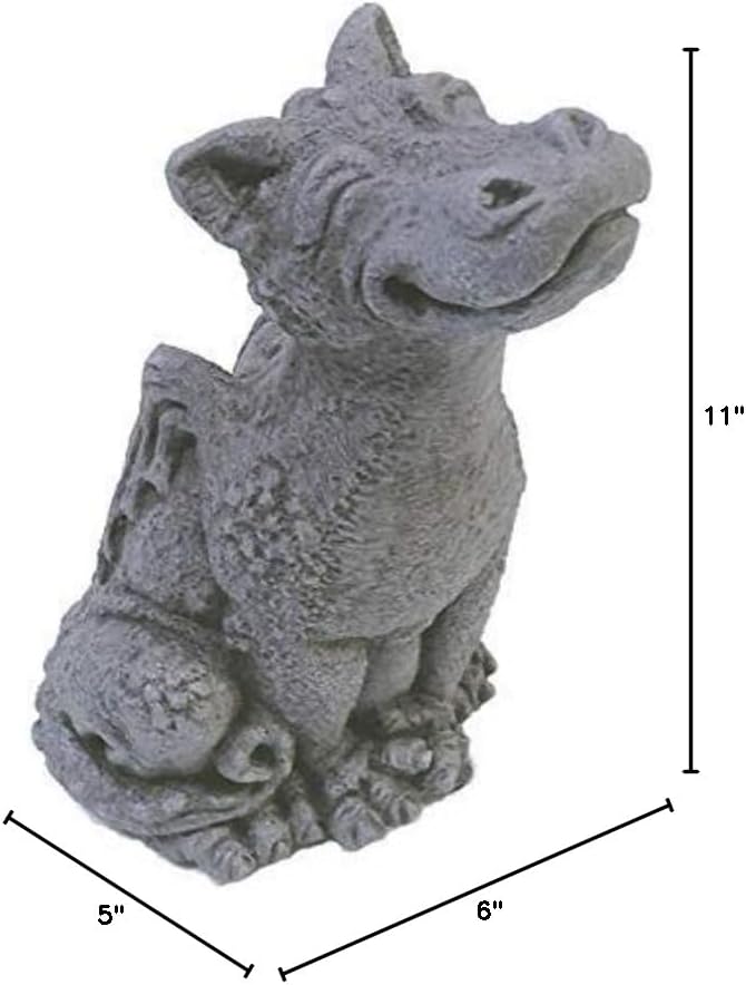 Little Darling Dragon Baby 'Rexy' with Festive Christmas Hat and Scarf- Solid Cast Stone Garden Statue - a Great Home or Garden Gift Idea - Durable, Lifelike Sculpture - Fun Exterior and Interior Art - Image 5