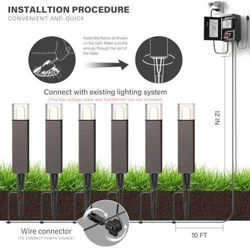 GOODSMANN 12V AC Low Voltage LED Bollard Path Lights Bronze Finish 8PK - Image 7