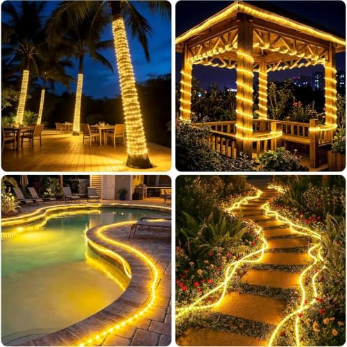 Total 104FT 240LED Solar Rope Lights Outdoor Waterproof, Warm White - Image 6
