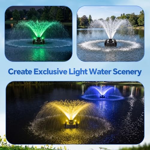 Pond Fountain Aerator, With 4 RGB Lights 1HP 110V Floating Fountain Pump - Image 2