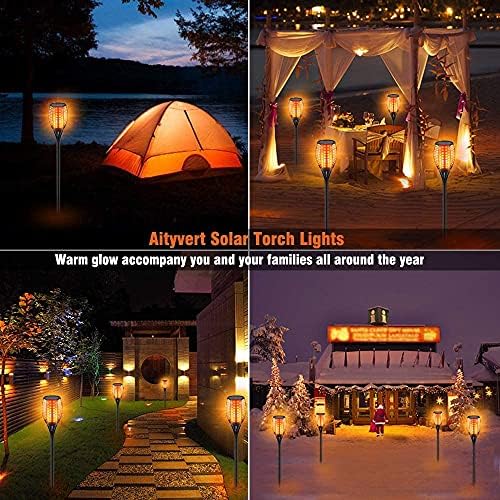 Aityvert Upgraded Larger Solar Torch Lights, Waterproof Outdoor Dancing Flames Lights, Flickering Flames Garden Lights, Landscape Decoration Pathway Patio Lights 43" 96 LED (6) - Image 5
