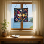 Candlelight Gnome Night Stained Glass Suncatcher – Square Hanging Window Panel for Home or Greenhouse – Whimsical Glass Art Gift for Garden Lovers, Christmas, Halloween, Father Days 69ifQy - Image 6