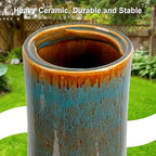 21.5in Ceramic Bird Bath for Outdoor Garden Heavy Duty, Blue - Image 4