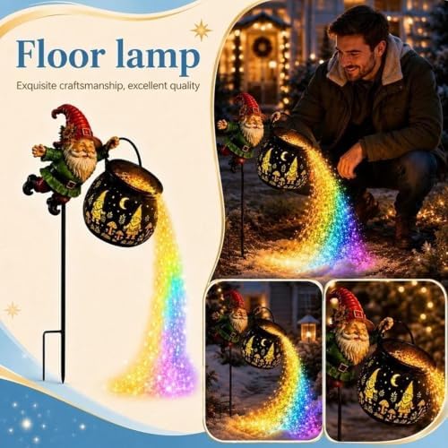 Christmas Gnome Solar Light Watering Can Stake for Garden and Pathway - Image 4