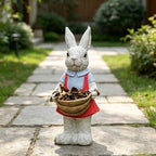 Simulated Pink Rabbit Statue Flower Pot Ornament, 17-Inch Resin Garden Sculpture Decor, Household Guardian Figurine, Gift for Yard Home Outdoor Decor,Pink White - Image 3