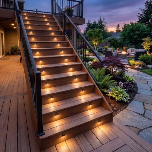 FVTLED Pack of 20 Warm White Low Voltage LED Deck Lights kit Φ1.38 Outdoor Garden Yard Decoration Lamp Recessed Landscape Pathway Step Stair Warm White LED Lighting, Black - Image 7