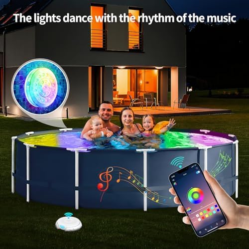 Homly Rechargeable Submersible Pool Lights with Wireless APP Control, Waterproof Underwater Smart LED Lights Controlled Multiple Lighting Modes, 4000mAh Magnets Lights for Multi Scene Pool Decoration - Image 6