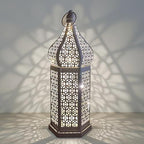 Hollow Metal Lantern, White Iron, Moroccan Vintage, Led, Tower Design Tall, Outdoor/Indoor, Patio, Garden, Hotel, Home, Hanging & Standing - Image 5