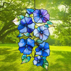 Cascading Blue Morning Glory Acrylic Suncatcher - Image 3