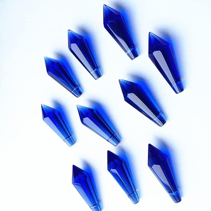 Garden Suncatchers 30pcs 36MM Chandelier Pendant Blue Chandelier Glass Crystal Icicle Prisms (with Ring) Hang Pendants for Candelabra,Ceiling Lights Handmade Pendant Necklaces - Image 2