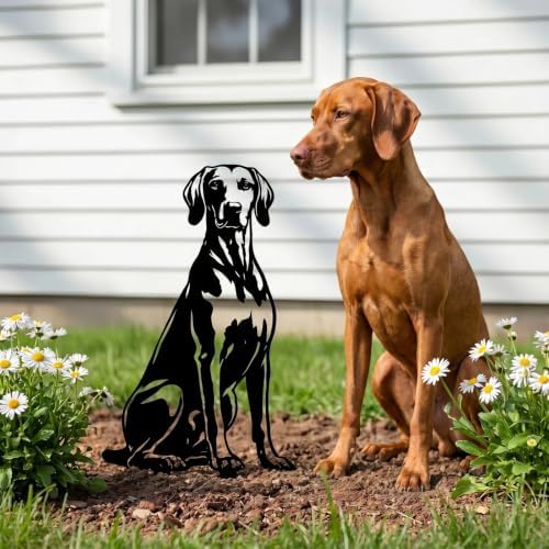 Dog Metal Garden Stake - Weatherproof Dog Silhouette Yard Art, Decorative Outdoor Sign for Lawn & Patio, Heartfelt Gift for Vizsla Lovers(Sit,14") - Image 3