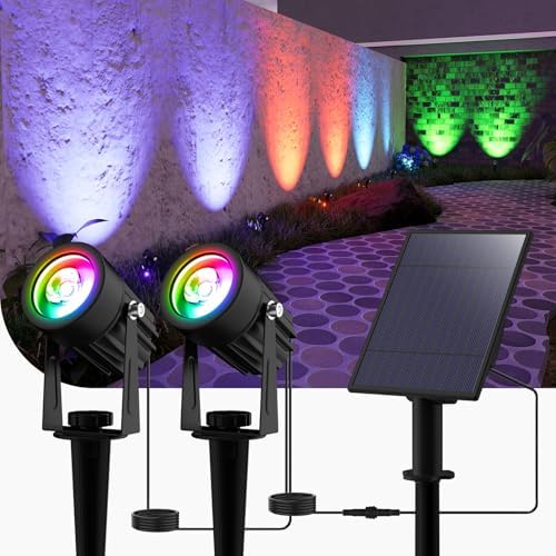 T-SUN 2-in-1 RGB Solar Spot Lights Outdoor Waterproof, Dusk to Dawn by T-SUN