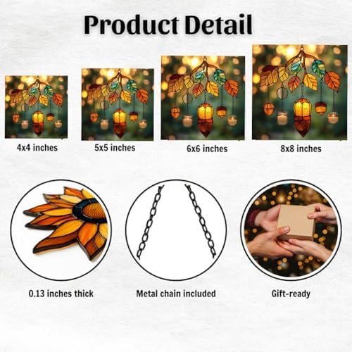 Autumn Leaves Branch Acorn Acrylic Suncatcher - Image 2