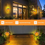 TomCare Solar Lanterns Outdoor 4 Pack Flickering Flame Metal Hanging Lights - Image 5