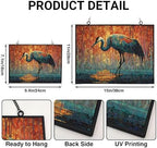 Customized Rectangle Mosaic Crane in Morning Mist Suncatcher Stained Glass Window Hangings Sun Catchers Colorful Ornament Gifts for Women Mom Wife Halloween Christmas Housewarming - Image 3