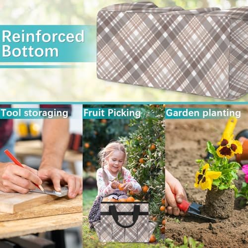 St Patricks Plaid Garden Tool Bag Tote for Men Women Multiple Pockets Wide Mouth Heavy Duty Waterproof Tool Organizer Bag for Outdoor Lawn Yard Portable Gardening Storage With Elasticbands - Image 6