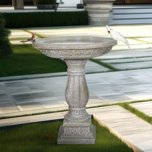 23.8" H * 20" Φ Outdoor Birdbath with Pedestal - Garden Birdbaths Outdoor Decor - Floor Bird Baths for Garden Patio, Yard, Lawn - Image 4