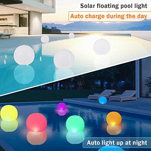 GEEDIAR Floating Pool Lights 2pcs,14" Inflatable Solar Powered Pool Light with Remote,IP68 Waterproof Swimming LED Mood Lights with 16 Color Changing Outdoor Decorations Light for Garden and Pond - Image 4