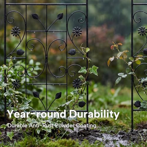 70.8" Metal Garden Trellis for Climbing Plants, 2 Pack Black - Image 5