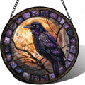 9.84 Inch Moonlit Gothic Crow Stained Glass Window Hanging Sun Catcher for Door Garden Home Moonlit Gothic Crow Decor Suncatcher Father's Day Mother's Day Birthday Gifts for Women Men Mom Nana by Unknown