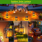 KOOPER Hanging Solar Lights Lantern Outdoor, Flickering Flames Solar Outdoor Lights, Solar Lanterns Outdoor Waterproof with Bigger Panel, Lanterns Decorative Outdoor for Yard Garden Decor, 2 Pack - Image 2
