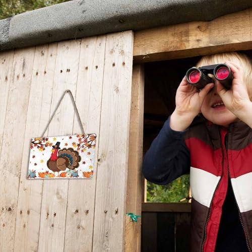 Fall Welcome Wall Hanging Sign- Turkey Pumpkin Maple Leaf Slate Hanging Plaques for Front Door Porch Window Farmhouse Garden 5.1" x 7.9" Wall Home Decor - Image 3