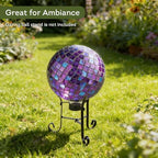 Lily's Home Colorful Mosaic Glass Gazing Ball, Designed with a Stunning Holographic Petal Mosaic Pattern to Bring Color and Reflection to Any Home and Garden, Purple Mirrors (10" Diameter) - Image 4