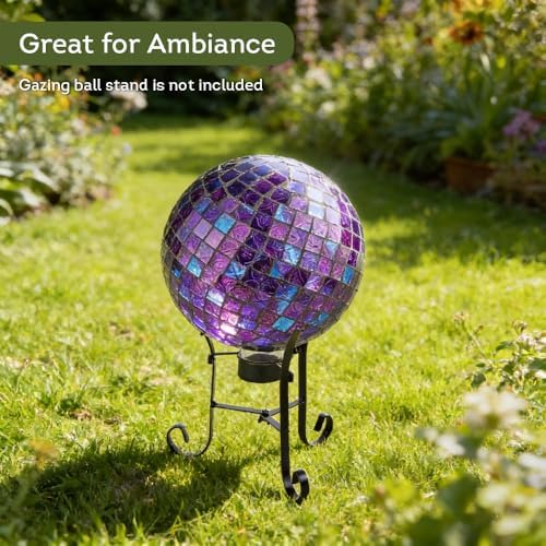 Lily's Home Colorful Mosaic Glass Gazing Ball, Designed with a Stunning Holographic Petal Mosaic Pattern to Bring Color and Reflection to Any Home and Garden, Purple Mirrors (10" Diameter) - Image 4