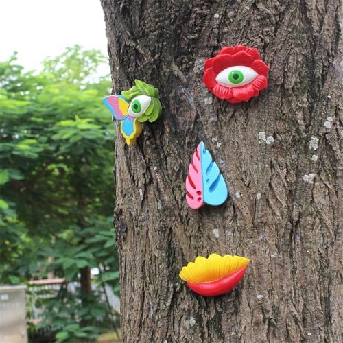 Outdoor Decorations for Yard Funny Tree Faces Sculpture Full Color Tree Hugger Garden Decoration Whimsical Sculpture Garden Peeker for Easter Creative Props Whimsical Decor - Image 3