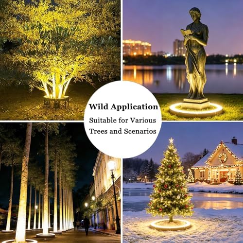 LED Ring Tree Lights Outdoor, Waterproof Tree Spotlight with 3 Installation Methods, Landscape Up Light for Yard Garden Pathway Trees Decoration(Red,4 Lights) - Image 7