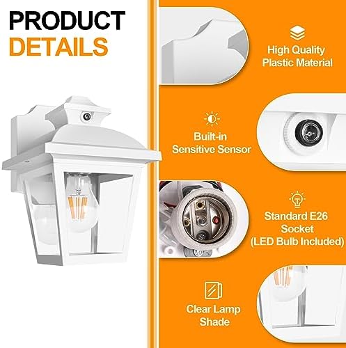 FUDESY Dusk to Dawn Outdoor Wall Lantern, Exterior Porch Light Fixture, E26 - Image 3
