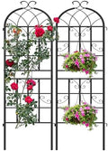2-Pack 71" Black Metal Garden Trellises with Butterfly Design by Ultym