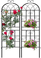 2-Pack 71" Black Metal Garden Trellises with Butterfly Design by Ultym