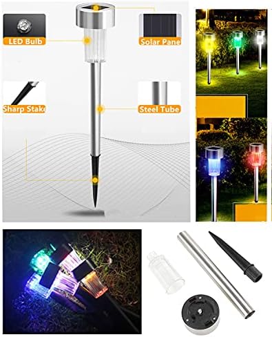 10PCS Green LED Outdoor Steel Garden Solar Powered Landscape Light Lamp Yar Pathway Stake Lights - Image 6