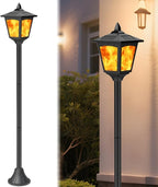 40 Inch Solar Flame Lantern Outdoor 1 Pack, Waterproof Post Light with 3D Flickering Flame, Dusk to Dawn Solar Column Light for Garden Driveway Patio Yard Decor by Unknown