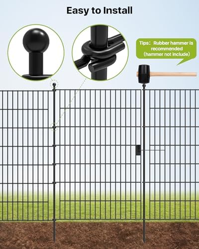Garden Fence Animal Barrier with Gate 32in(H) x23ft(L) - Image 4