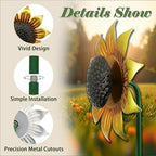 Sunflowers Metal Yard Art Wind Spinners Outdoor Decoration Stakes - Image 5