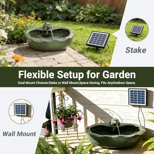 Ceramic Solar Water Fountain Outdoor – 11" Glazed Frog Solar Garden Fountain, Solar Powered Fountain for Garden, Patio, Yard, Tabletop - Image 5